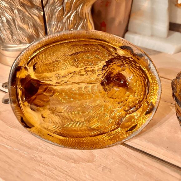 Vintage Mosser / L.G. Wright Carnival Amber Glass Hen on Nest – 7” - Picture 3 of 6